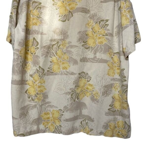 Vintage Tommy Bahama Hawaiian Style Button Down Yellow Floral Shirt Size XL - Picture 10 of 11
